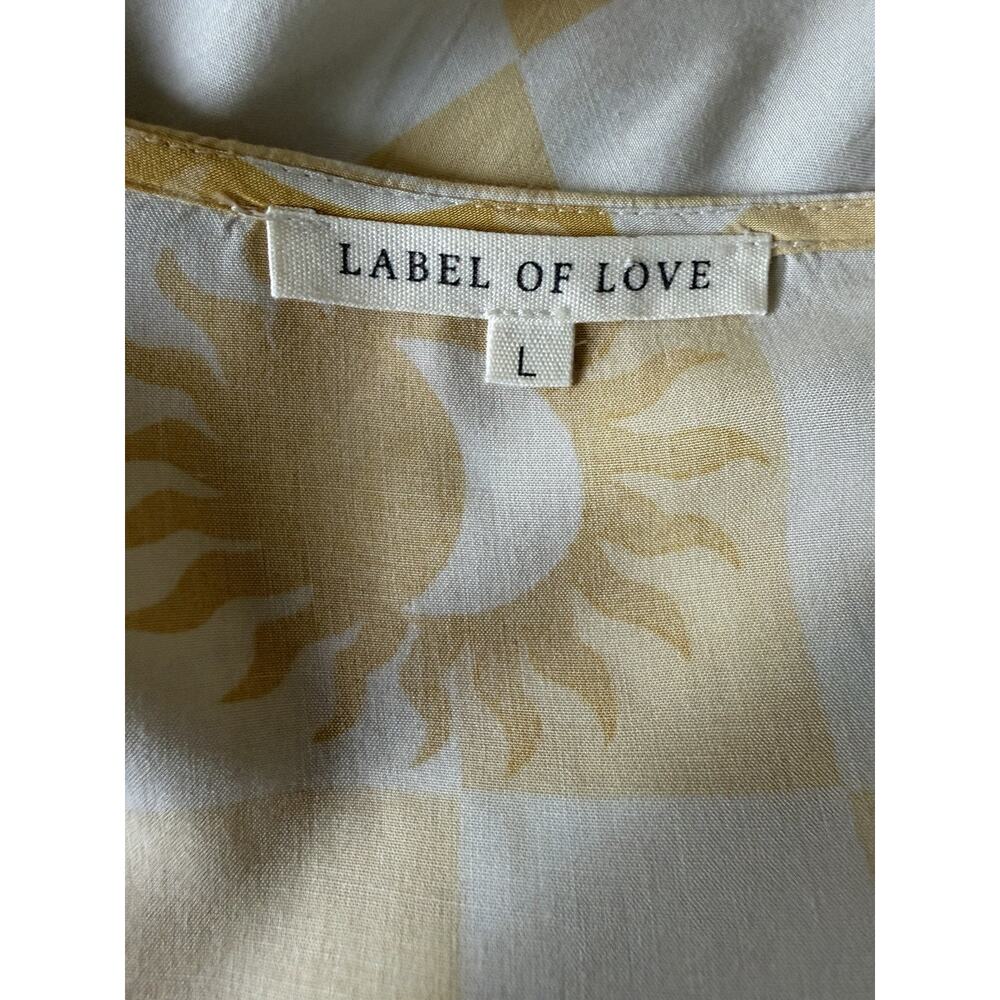Label of Love Sun Moon Checker Tunic Dress L Yellow White Boho Celestial - Picture 3 of 11